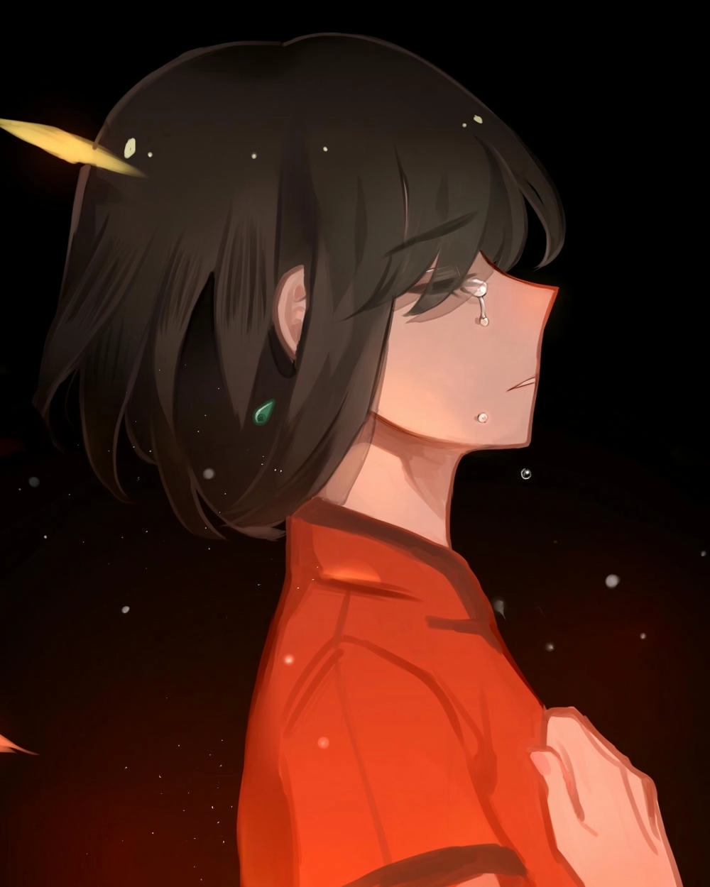 hình ảnh anime buồn với nhân vật nữ khóc 