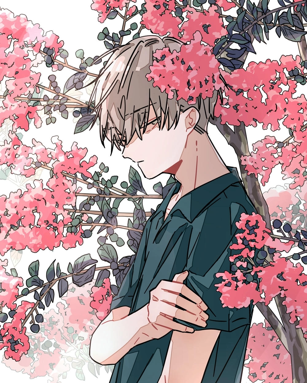 hình anime buồn mang màu sắc trầm lắng 