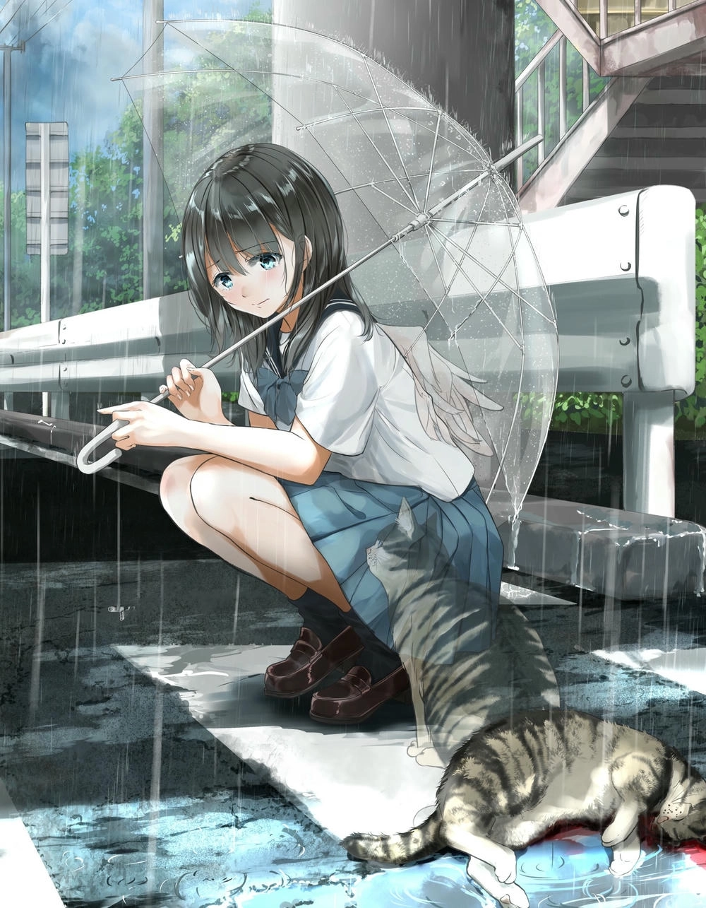 anime buồn dưới trời mưa rơi 