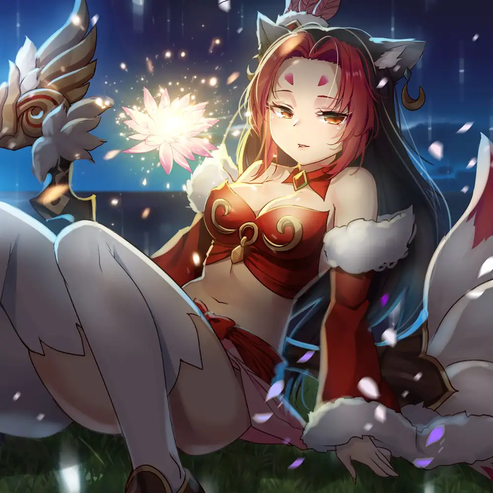 hình hồ ly chín đuôi anime nữ 