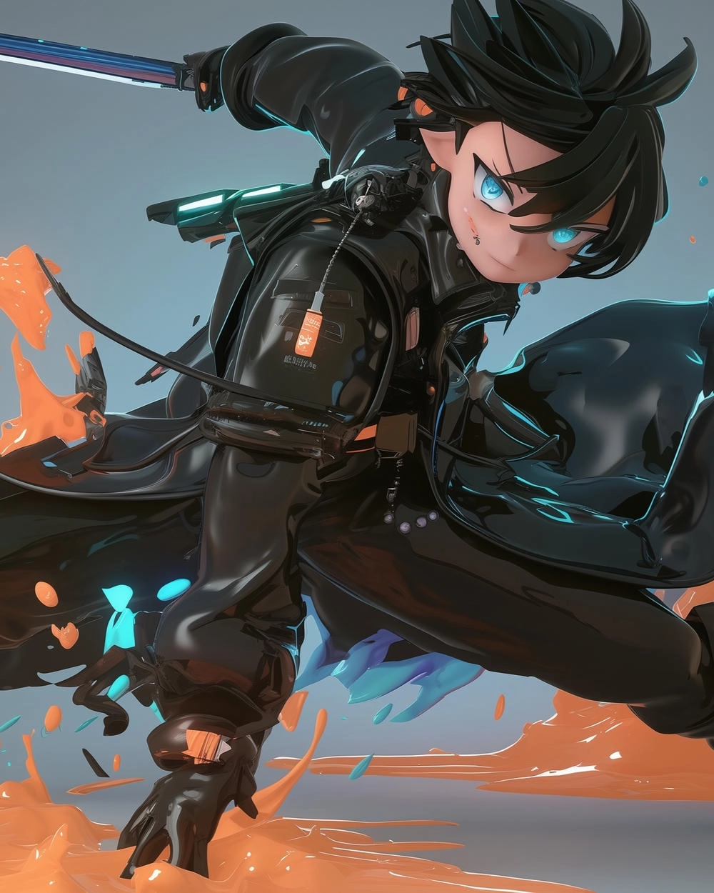 Kirito mặc áo đen 