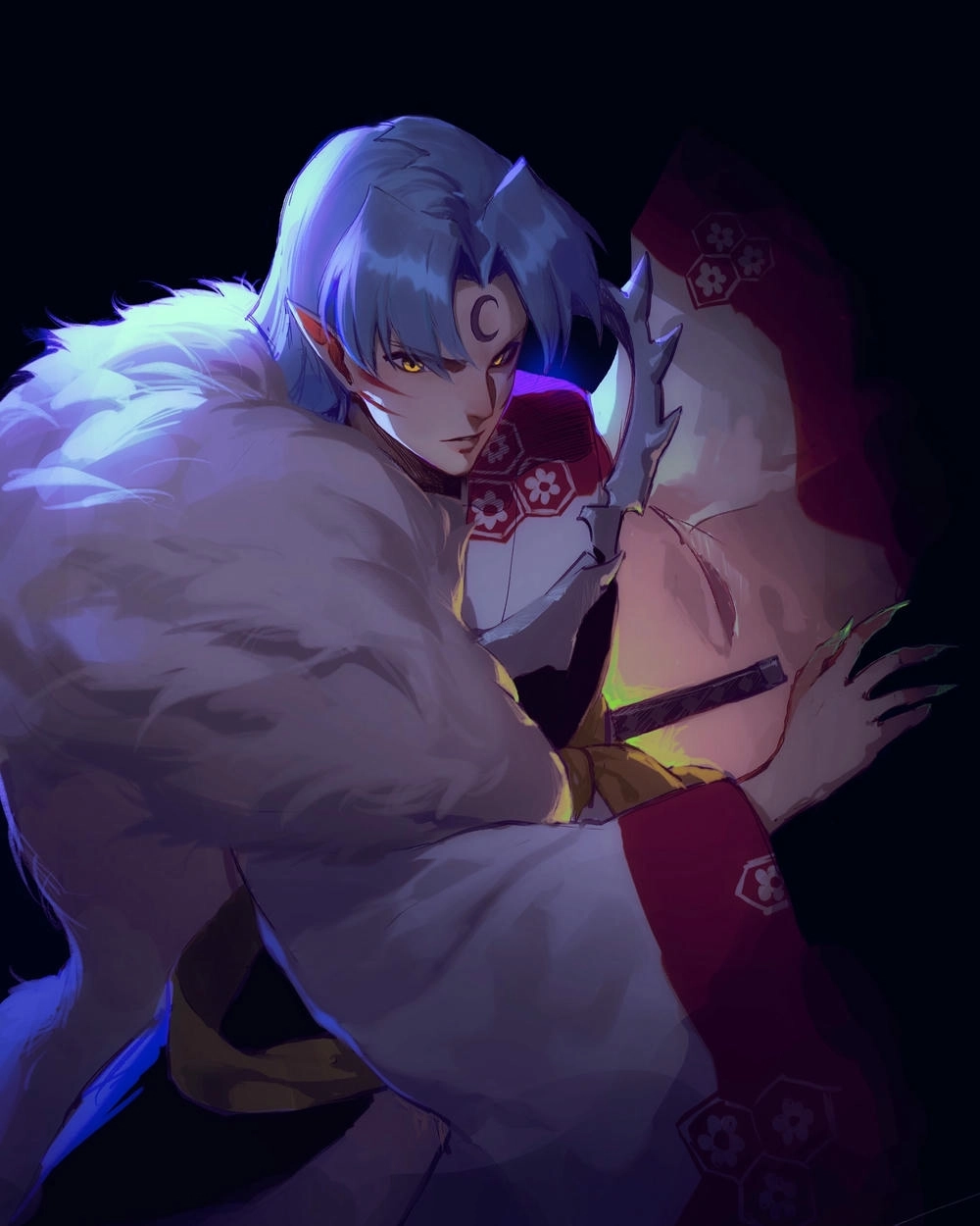 anime nam tóc màu trắng xám