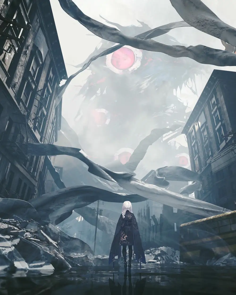 phong cảnh anime đêm với ánh trăng lung linh