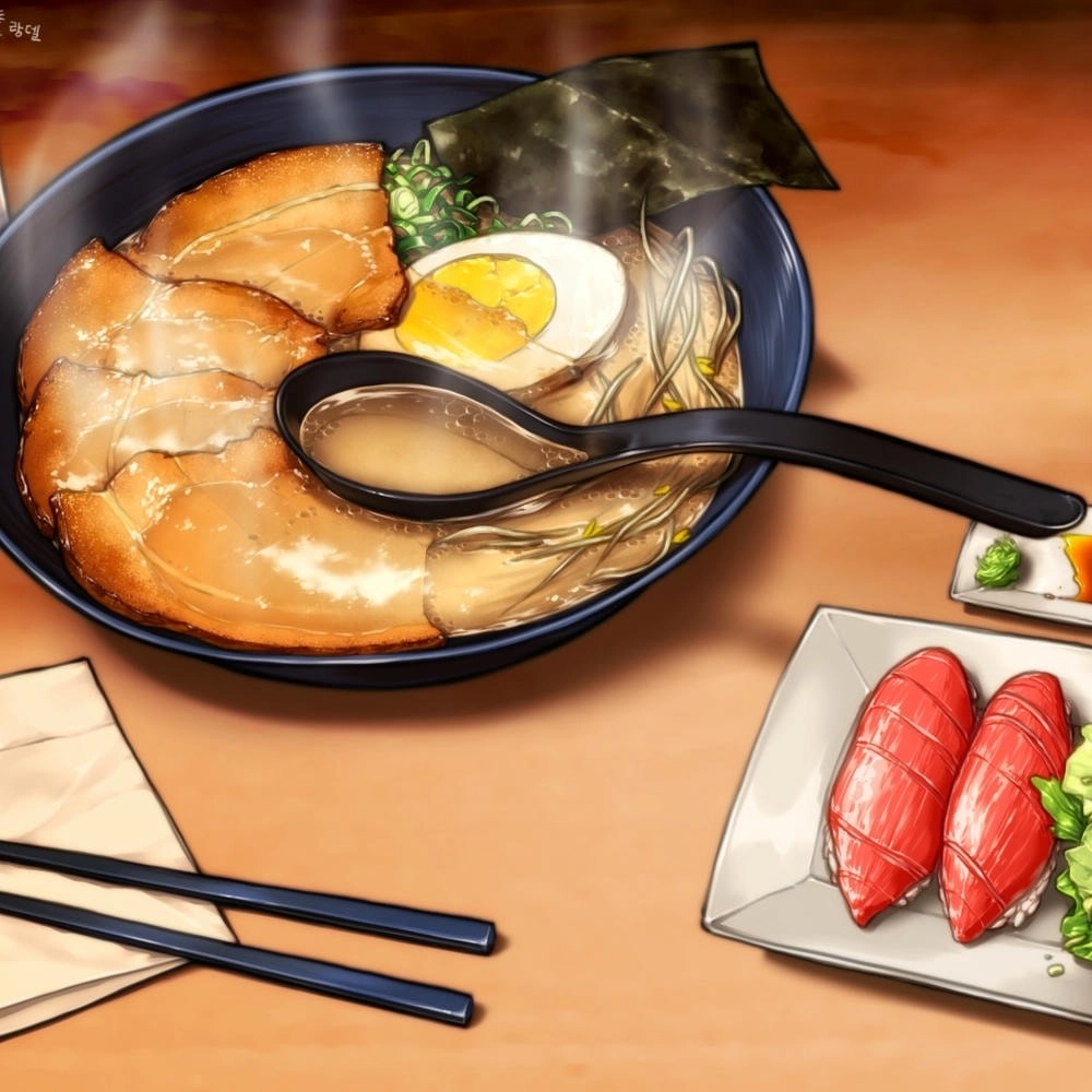 hình ảnh anime ăn mì 