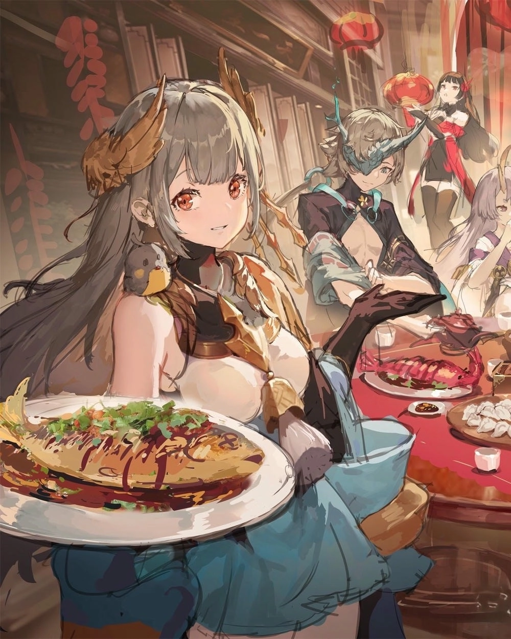 hình ảnh anime ăn uống hạnh phúc 