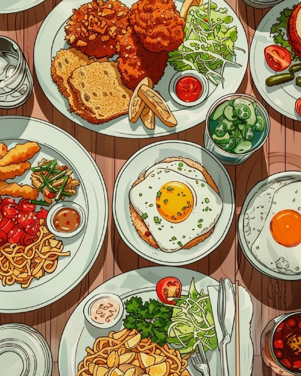 anime ăn uống phong cách cổ điển 