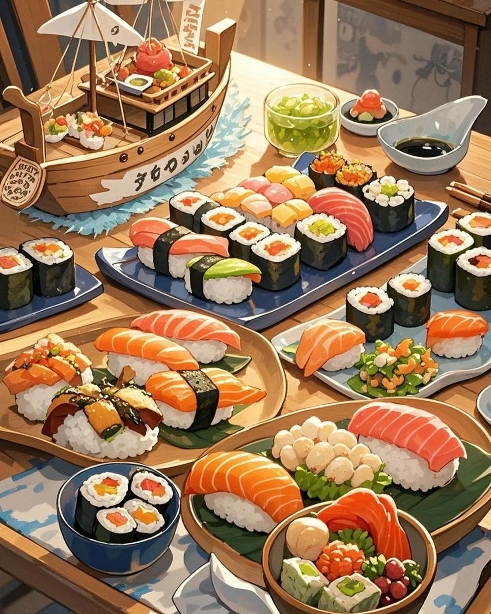 anime ăn sushi truyền thống 