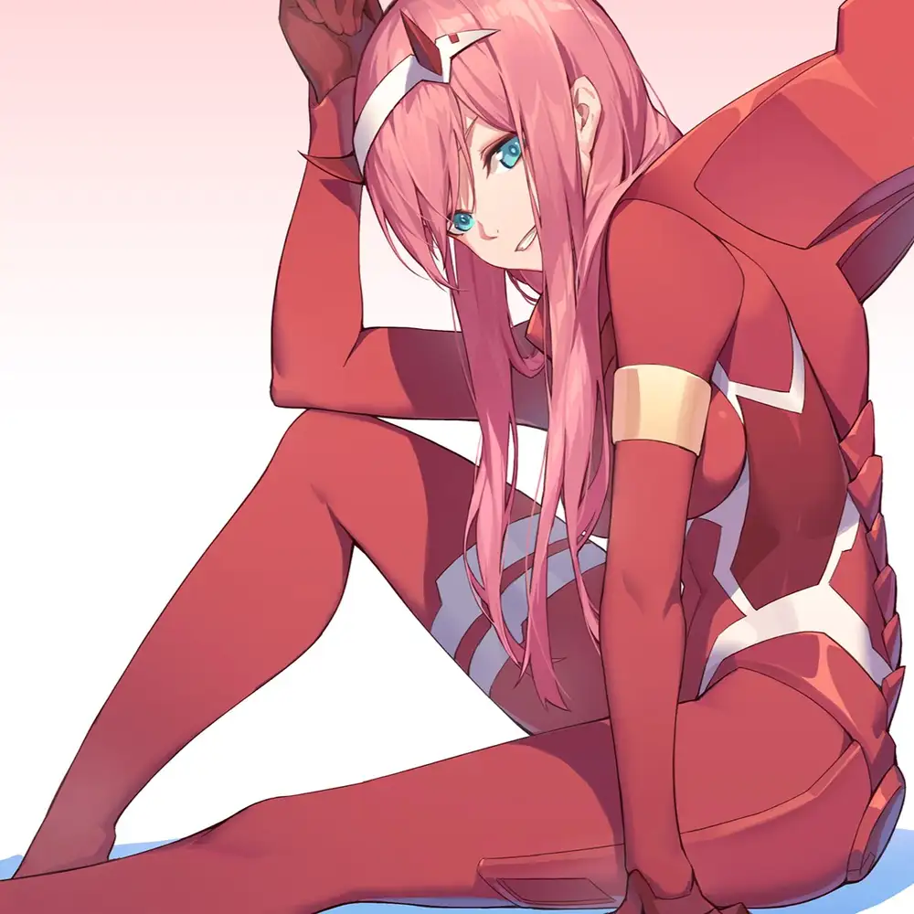 hình ảnh zero two trong bộ đồ chiến đấu 