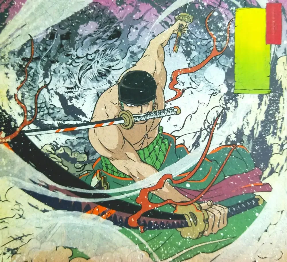 zoro anime ảnh thể hiện sức mạnh 