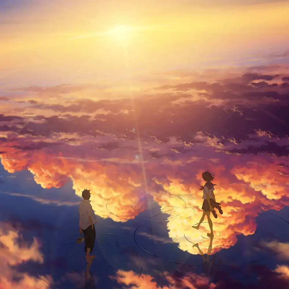 ảnh anime bầu trời buồn với mây 