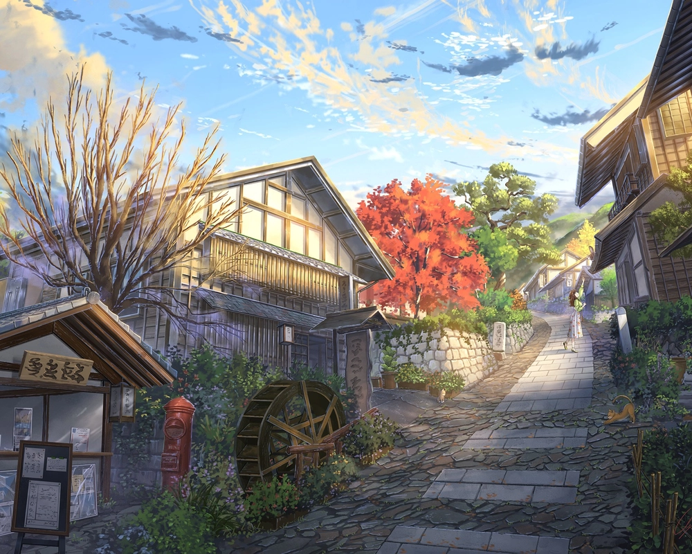 hình ảnh yên bình anime chiều tà thơ mộng 