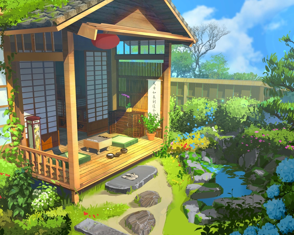 hình ảnh yên bình anime phong cảnh thiên nhiên 