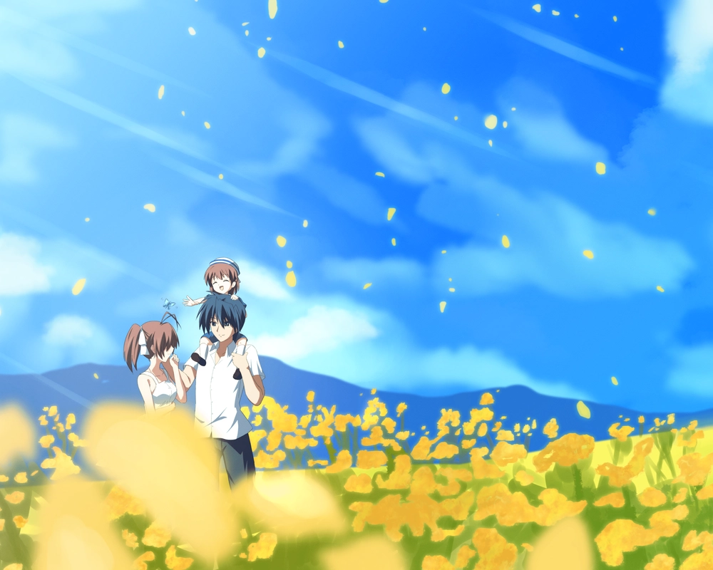 bình yên anime với cảnh đồng quê xanh mát 