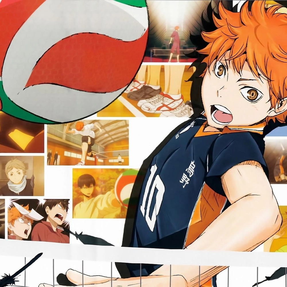 ảnh bóng chuyền anime đang bay người