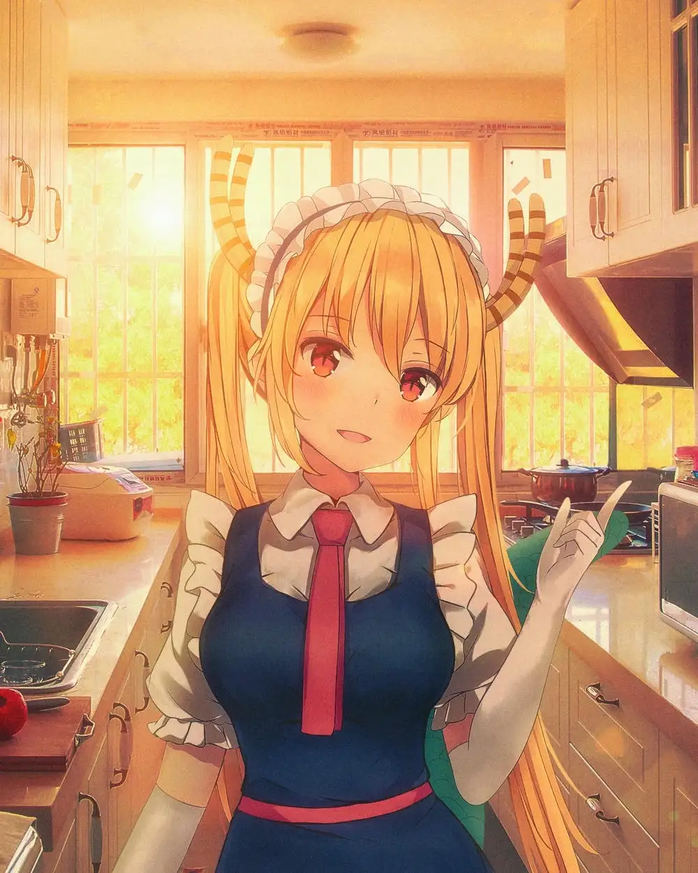 ảnh anime nữ hầu gái mặc váy đen 