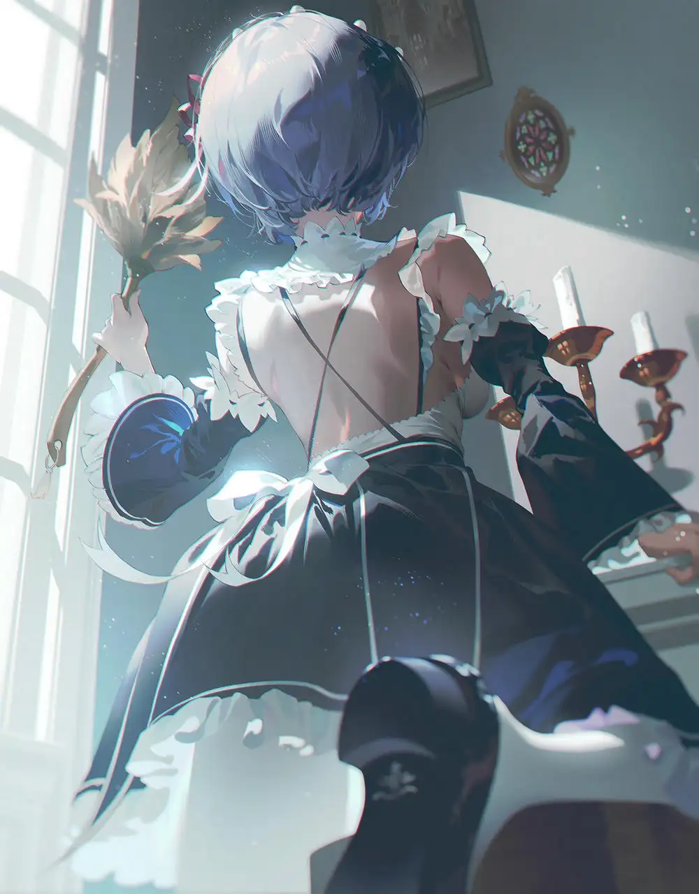 ảnh anime hầu gái đang quét dọn
