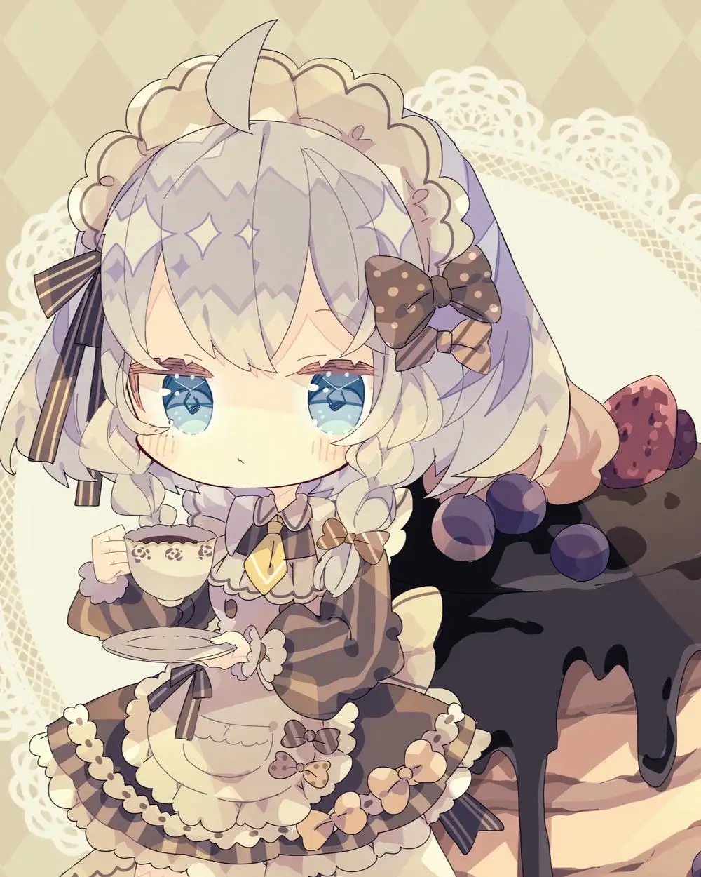 ảnh gái anime hầu gái chibi