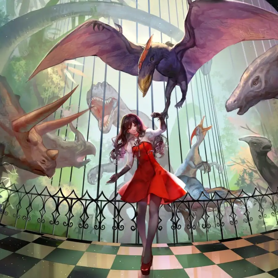anime khủng long với màu sắc tươi sáng 