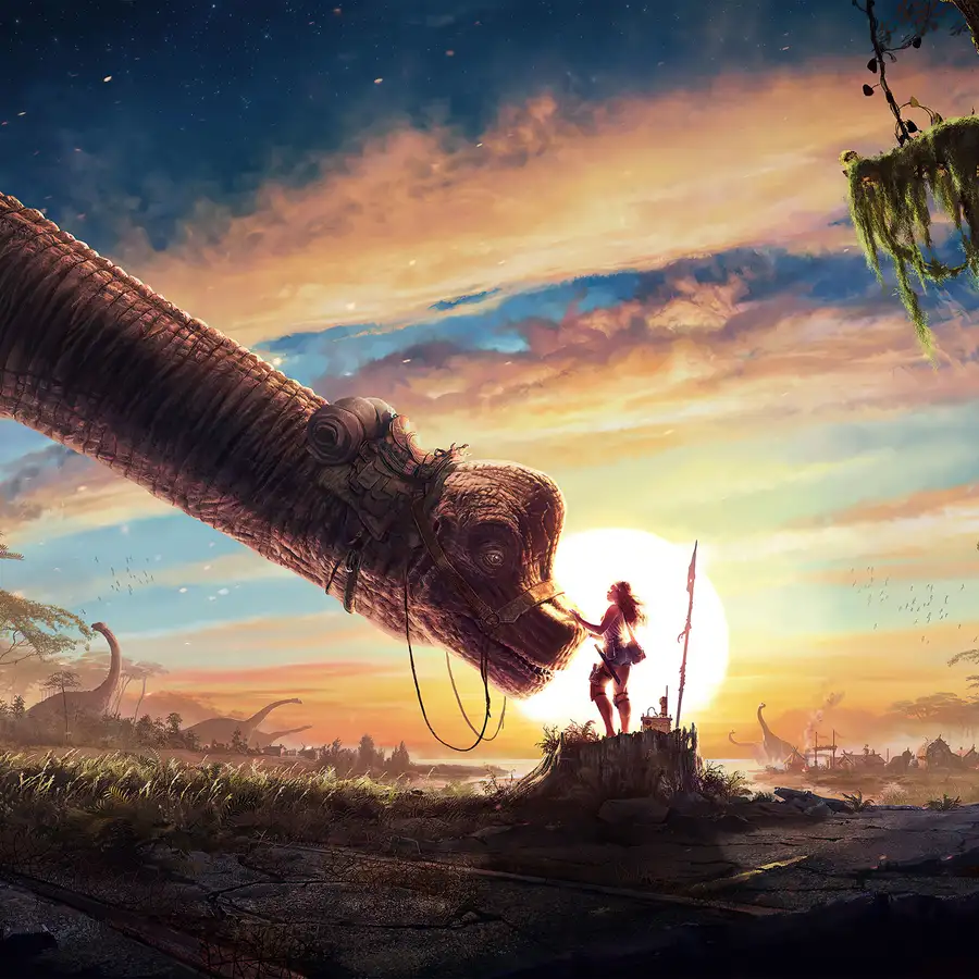 ảnh anime khủng long với màu sắc sống động 