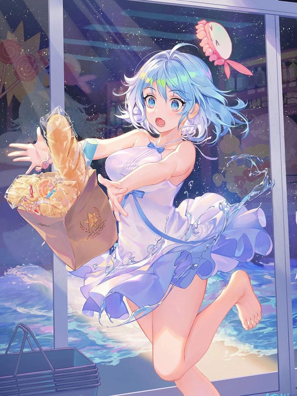 hình anime màu xanh dương dễ thương 