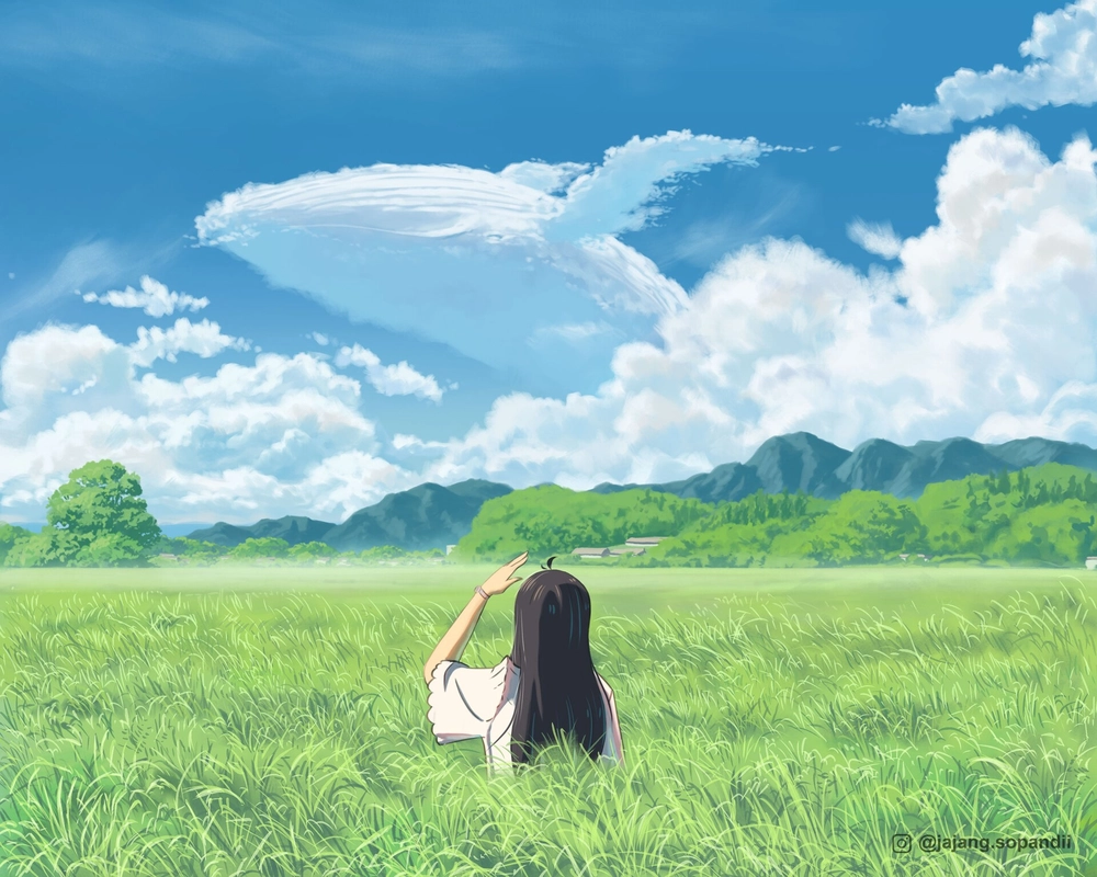 ảnh anime phong cảnh xanh dương 