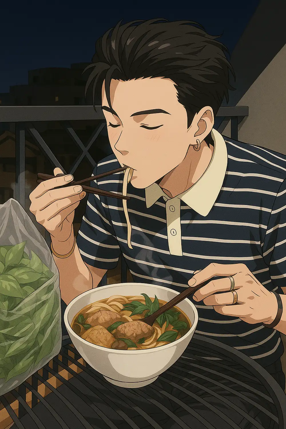 hình anime quang hùng ăn mì