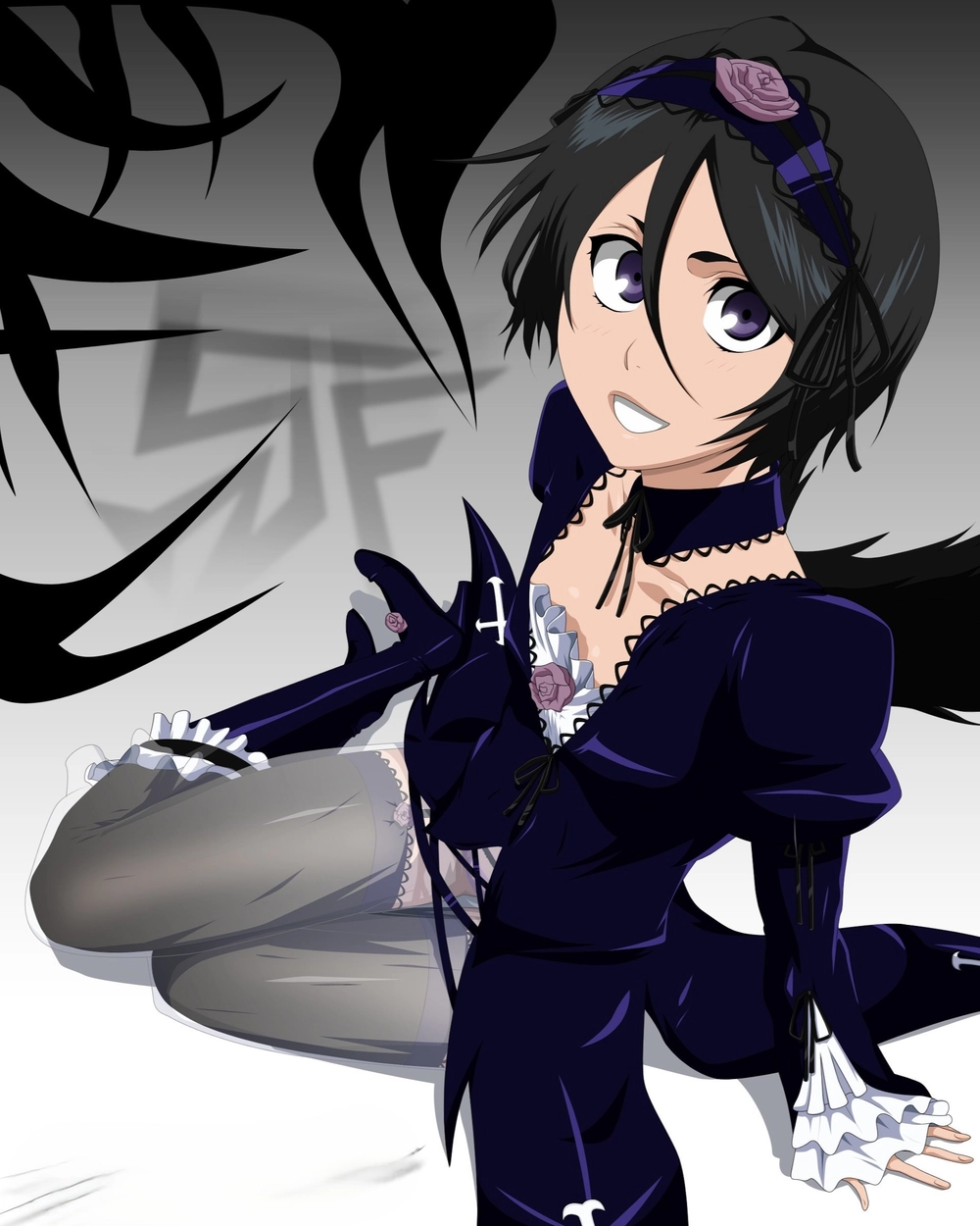 hình kuchiki rukia mặc đồ đen 