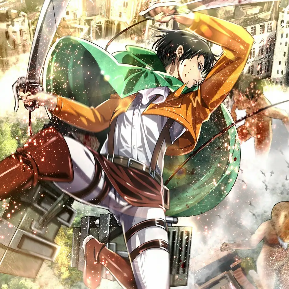 hình ảnh chiến đấu của levi trong attack on titan 