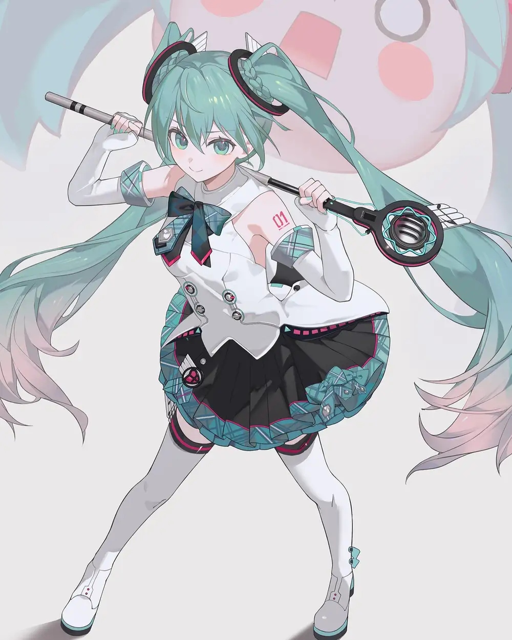 hình anime miku mặc đồng phục học sinh cá tính