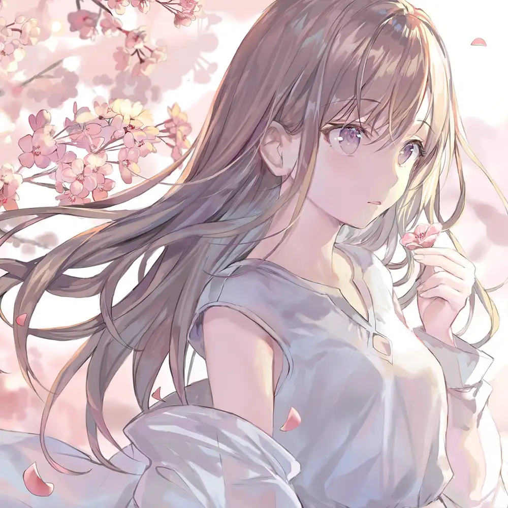 hoa anh đào rơi trong gió anime mơ màng 