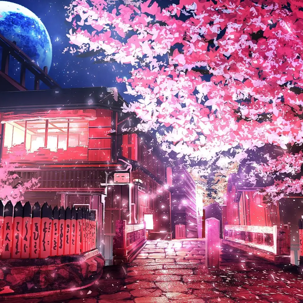 cảnh hoa anh đào anime rơi huyền ảo 