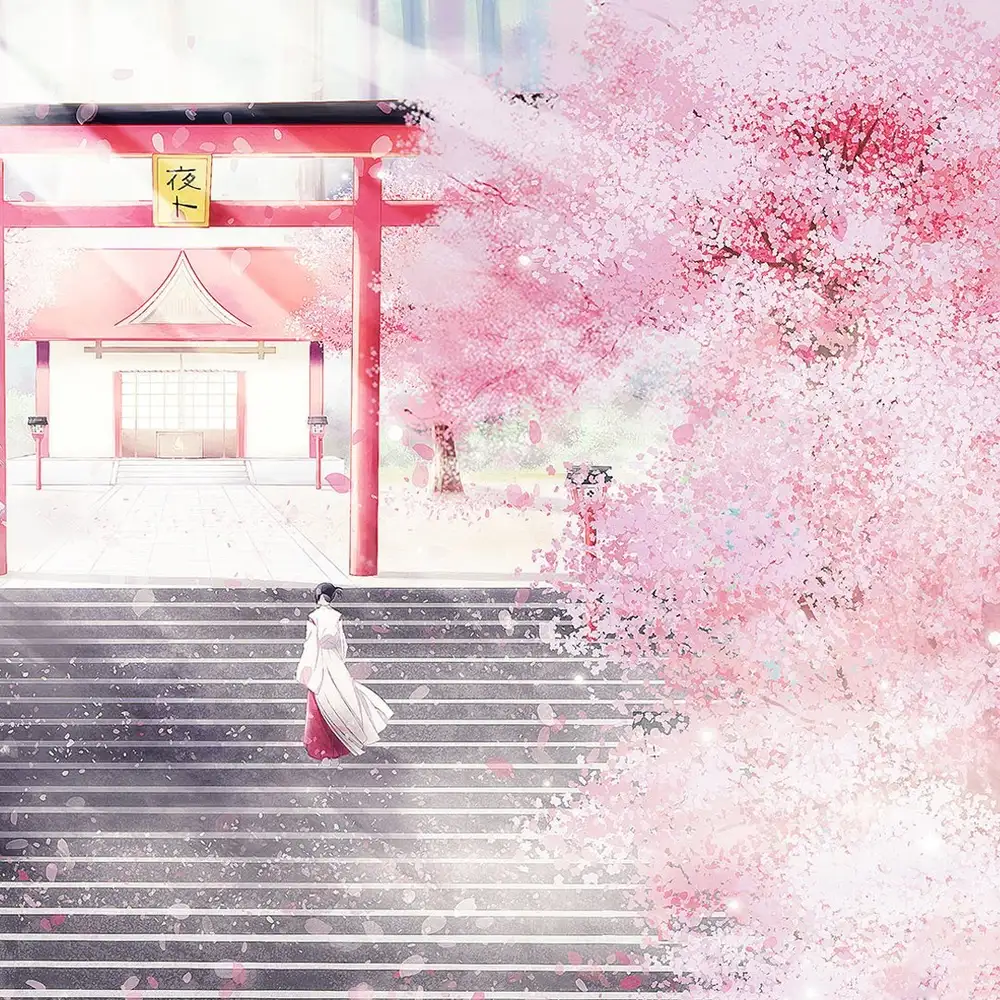 anime với hoa anh đào rơi ấn tượng 