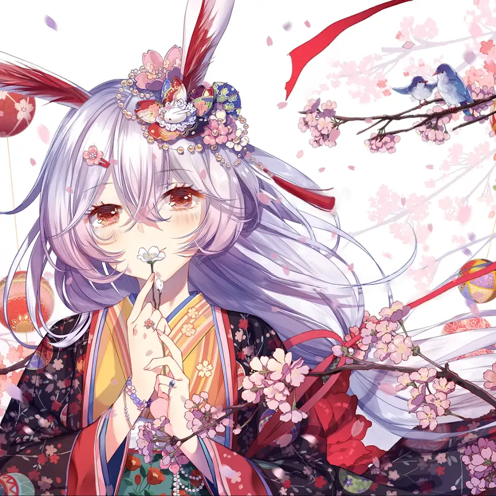 anime với hoa anh đào rơi lung linh 