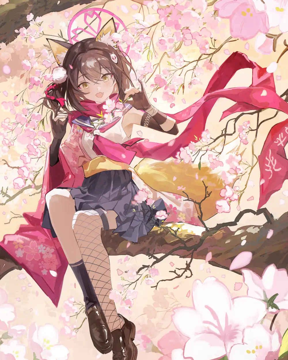 hình nền hoa anh đào rơi anime