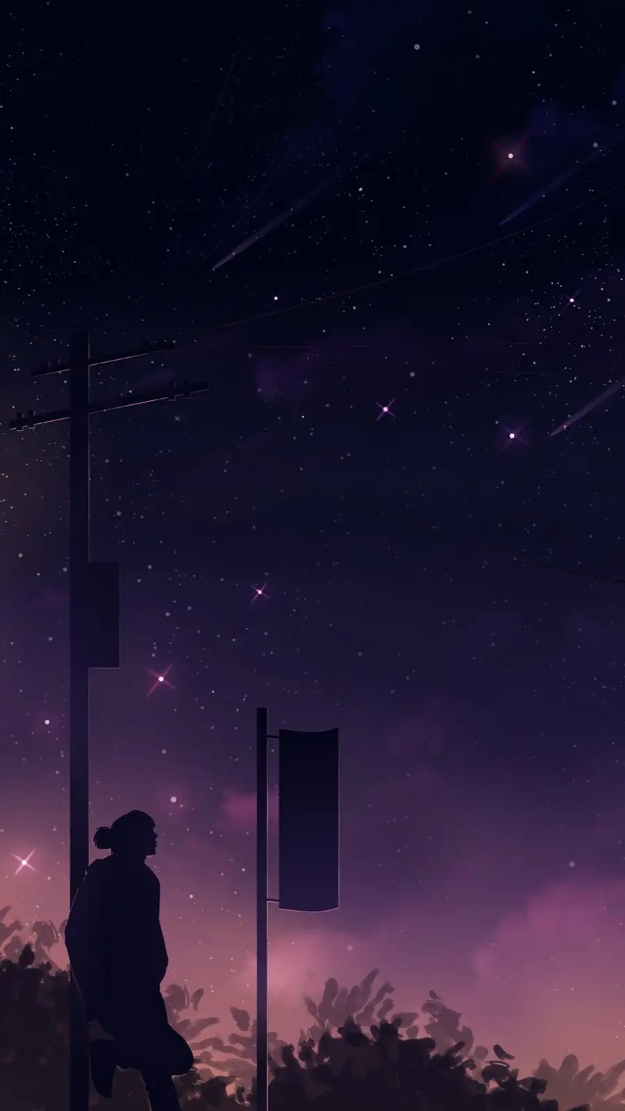 hình nền điện thoại chủ đề anime tím 