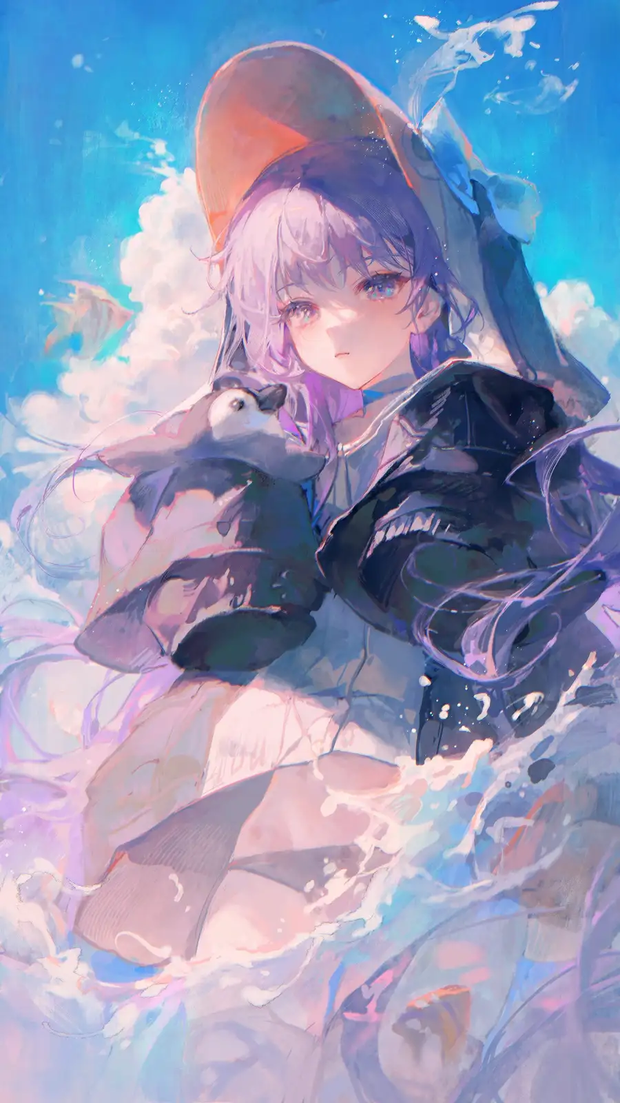 hình nền di động anime sắc tím huyền ảo 