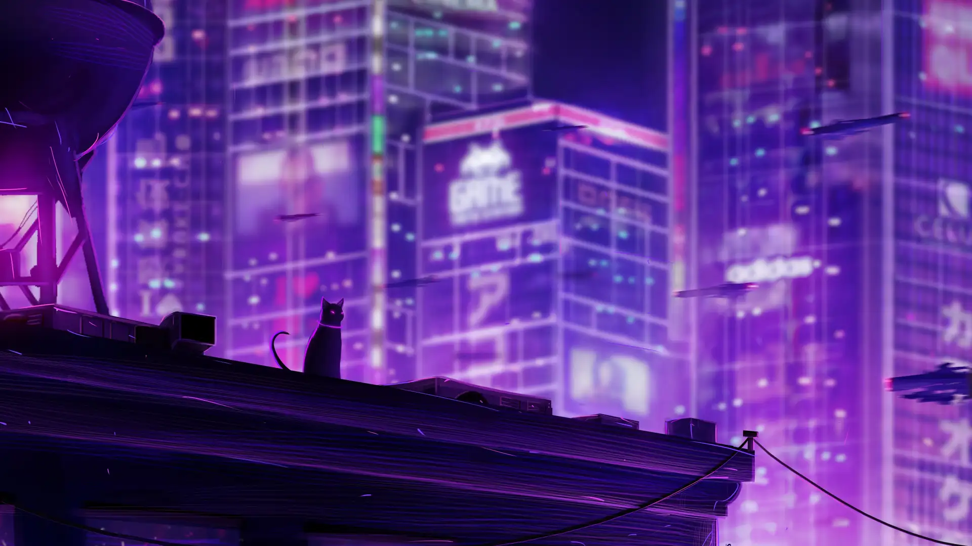 hình nền máy tính anime màu tím dễ chịu 