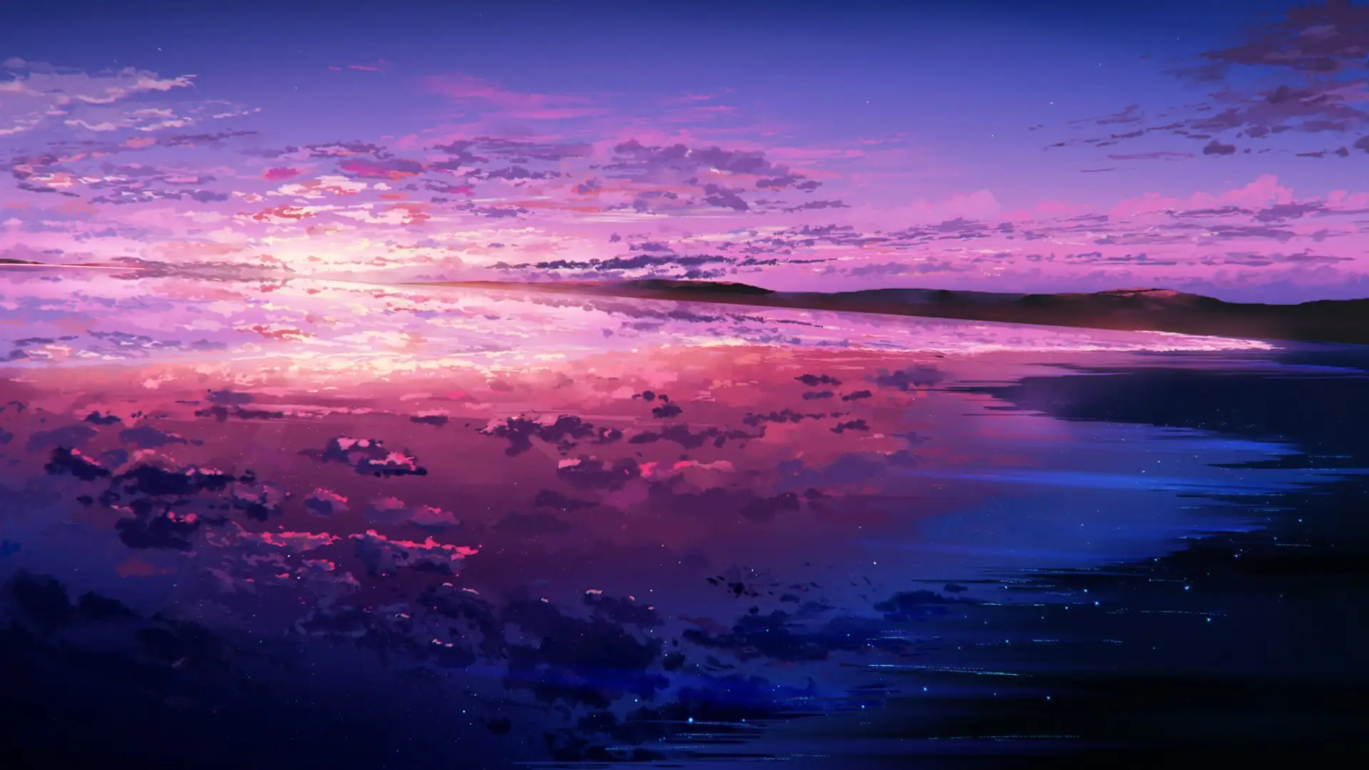 hình nền máy tính anime màu tím yên tĩnh 