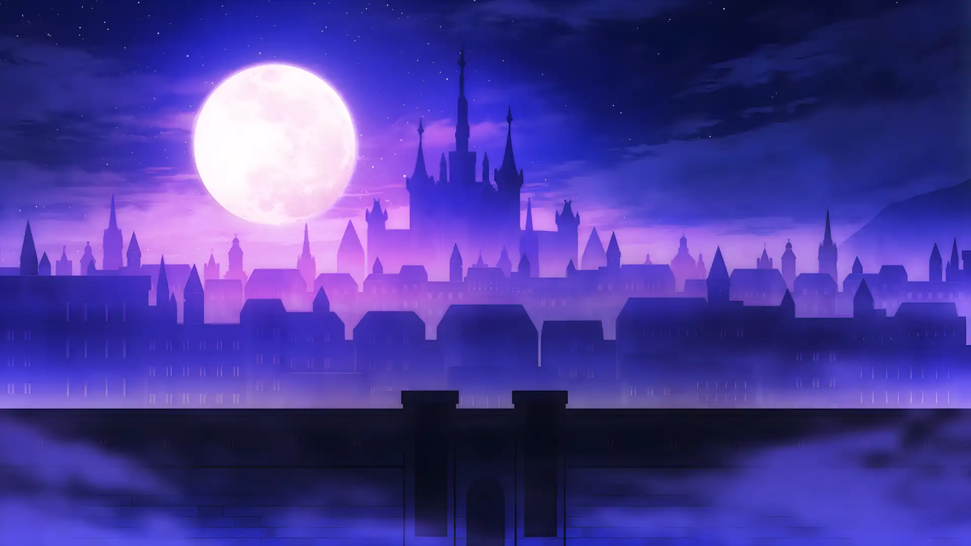 hình nền máy tính anime màu tím full hd 