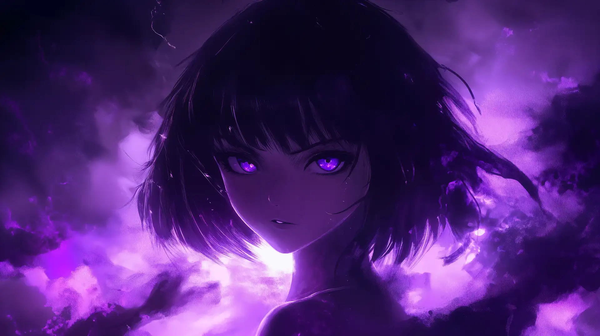 hình nền máy tính anime màu tím dễ thương 