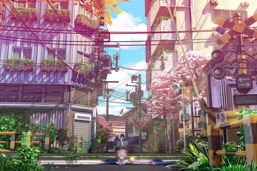 hình ảnh chill đường phố anime sống động 