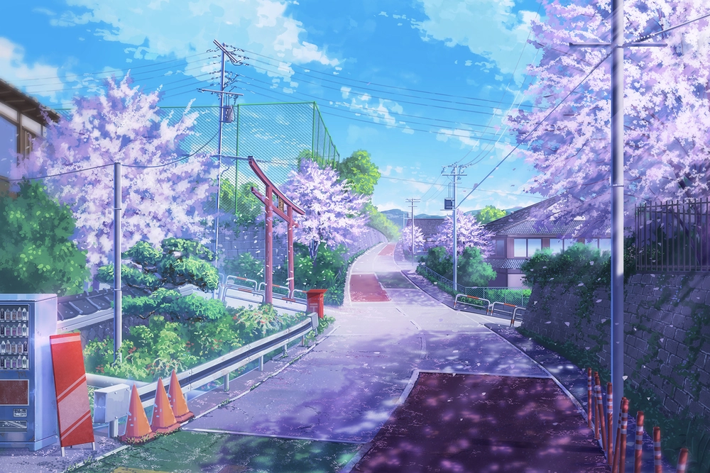 ảnh đường phố anime chill với góc phố nhỏ 