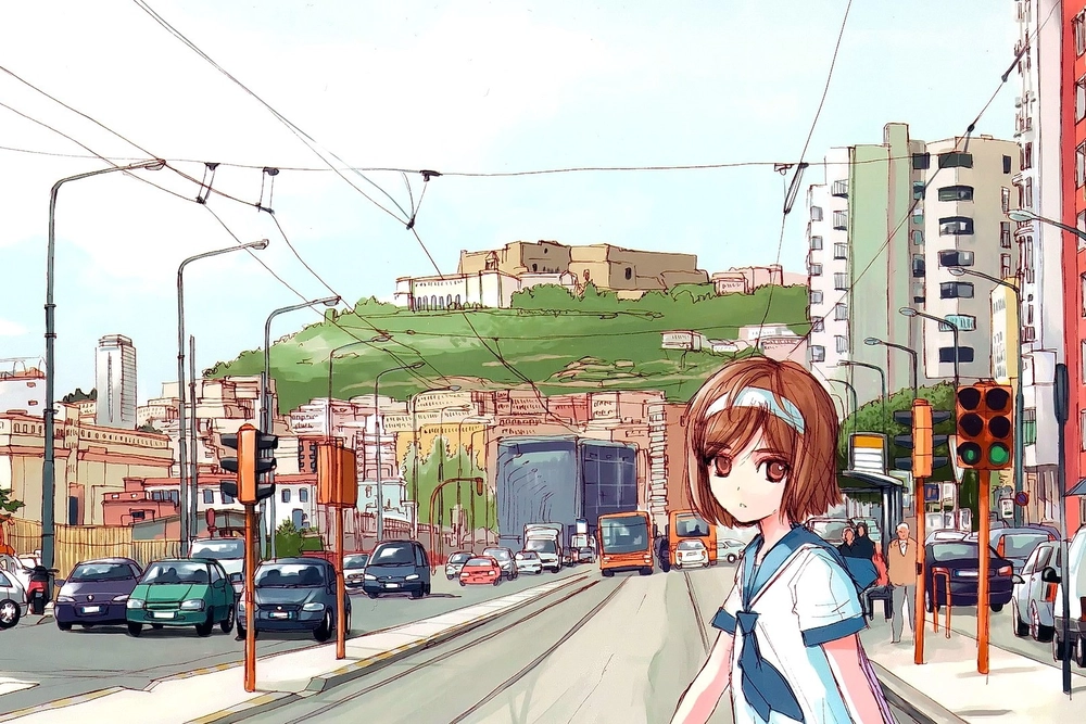 phong cảnh đường phố anime chuẩn hd 