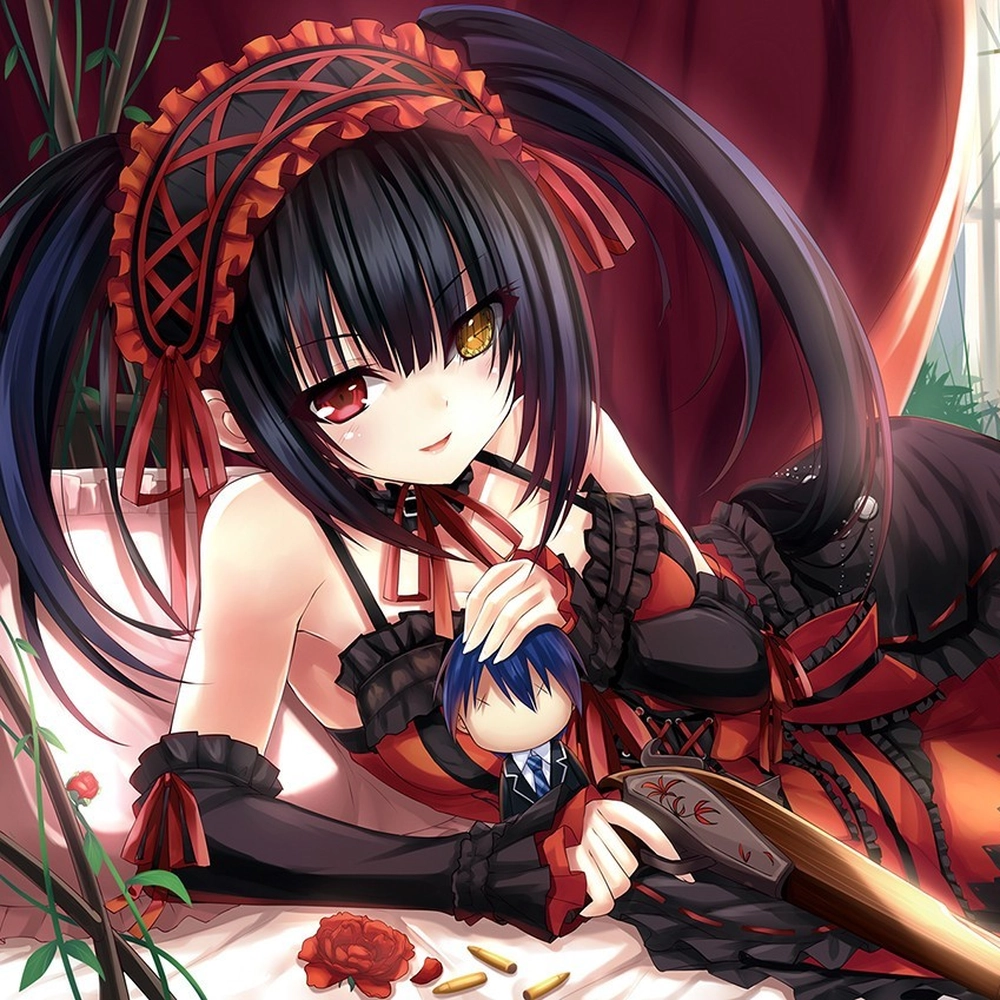hình Kurumi Tokisaki anime với biểu cảm lạnh lùng 