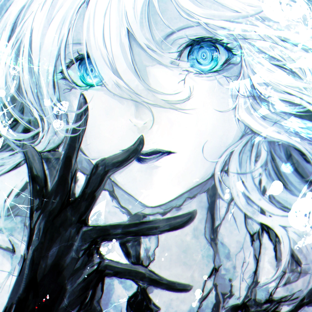 ảnh mắt xanh anime nữ tóc trắng 