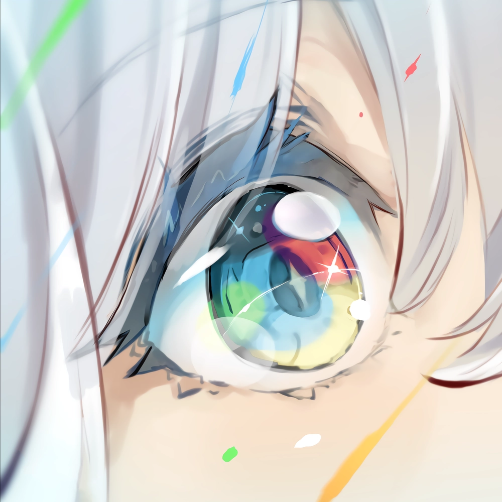 anime girl with blue eyes and white hair 