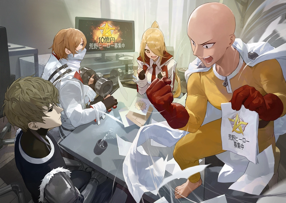 ảnh One Punch Man với tạo hình tối giản