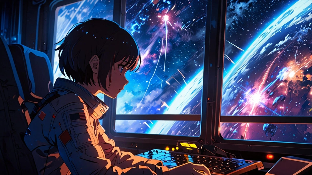 anime phi hành gia giữa bầu trời sao 