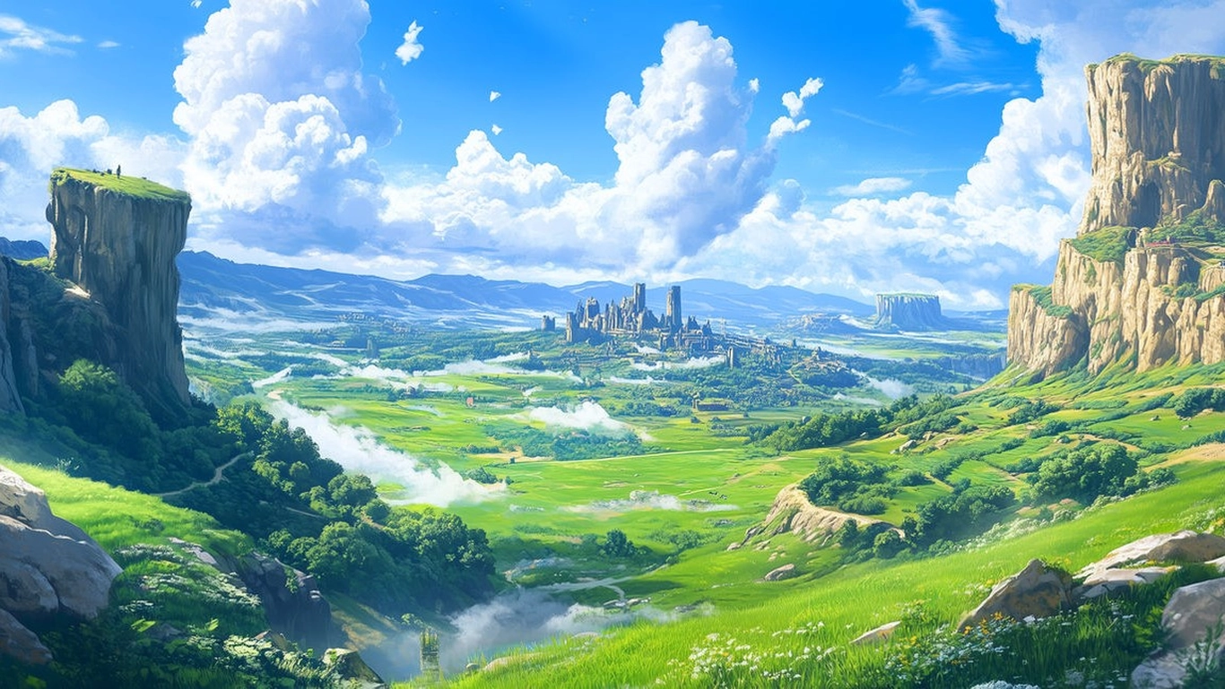 anime màu xanh lá dùng làm hình nền 