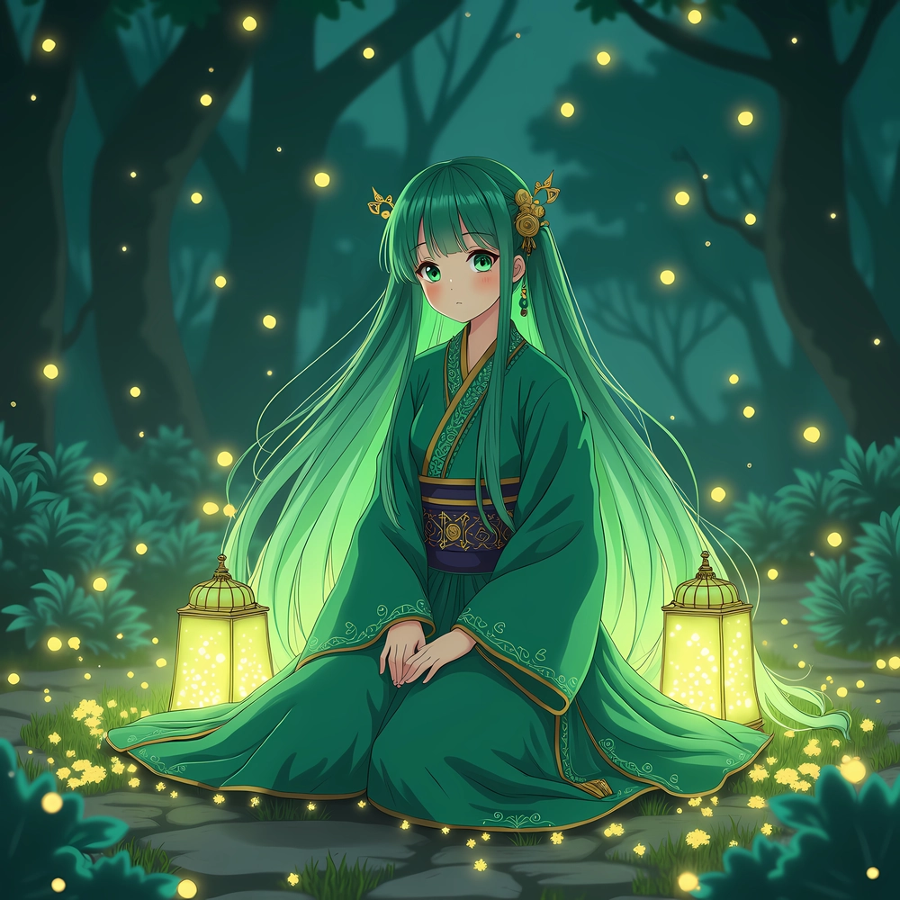 ảnh nhân vật anime xanh lá cây 